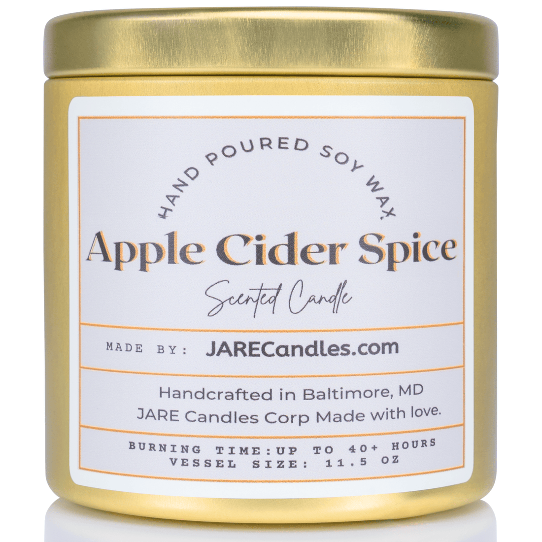 Apple Cider Spice - Cinnamon, Clove, Nutmeg - Soy Wax Scented Candle - JARE CANDLES