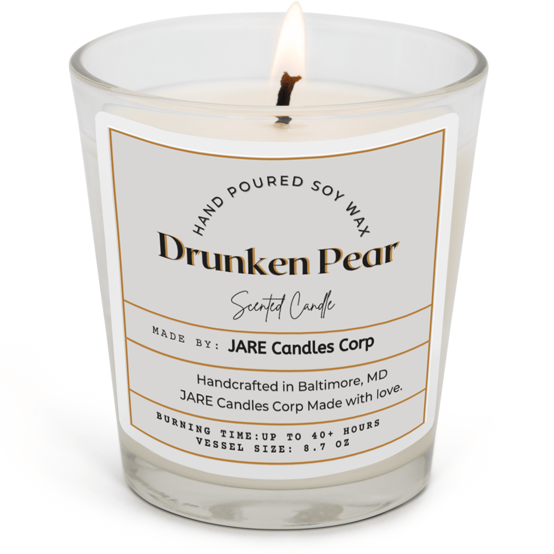 Drunken Pear - Spiced Pear, Crisp Apple - Soy Wax Scented Candle - JARE CANDLES
