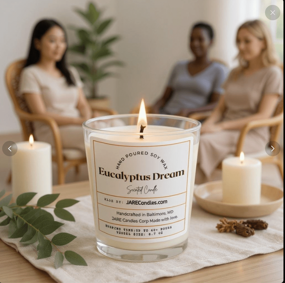 Eucalyptus Dream - Fresh Eucalyptus, Zesty Lime - Soy Wax Scented Candle - JARE CANDLES