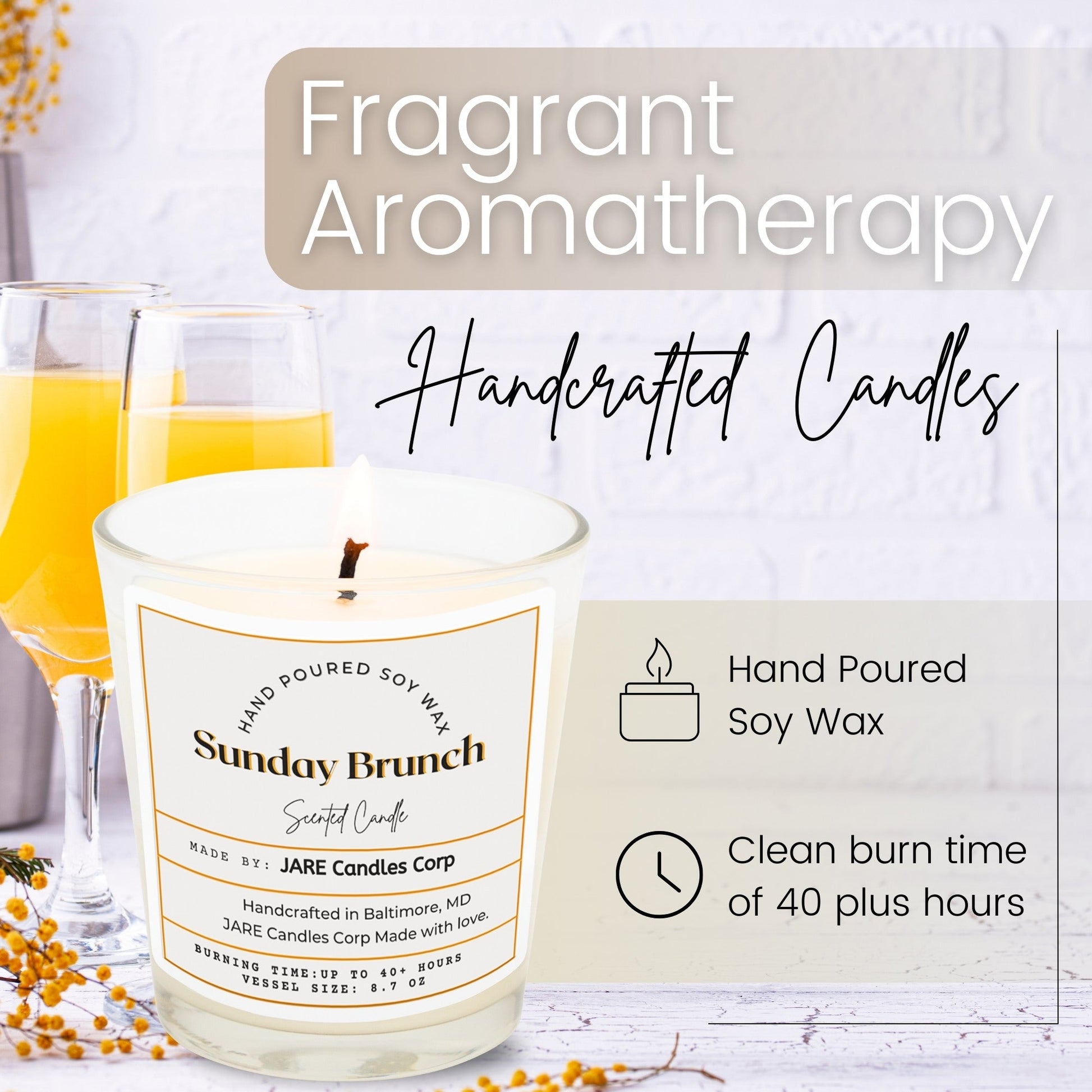 Sunday Brunch - Champagne and Citrus - Soy Wax Scented Candle - JARE CANDLES