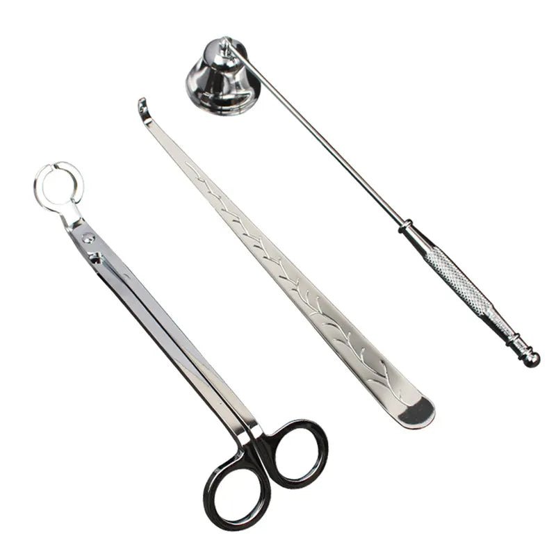 3PCS Wick Trimmer Home Care Modern Candle Tool Set Tray Rustproof Lovers Gift Snuffer Stainless Steel Portable Accessories - JARE CANDLES