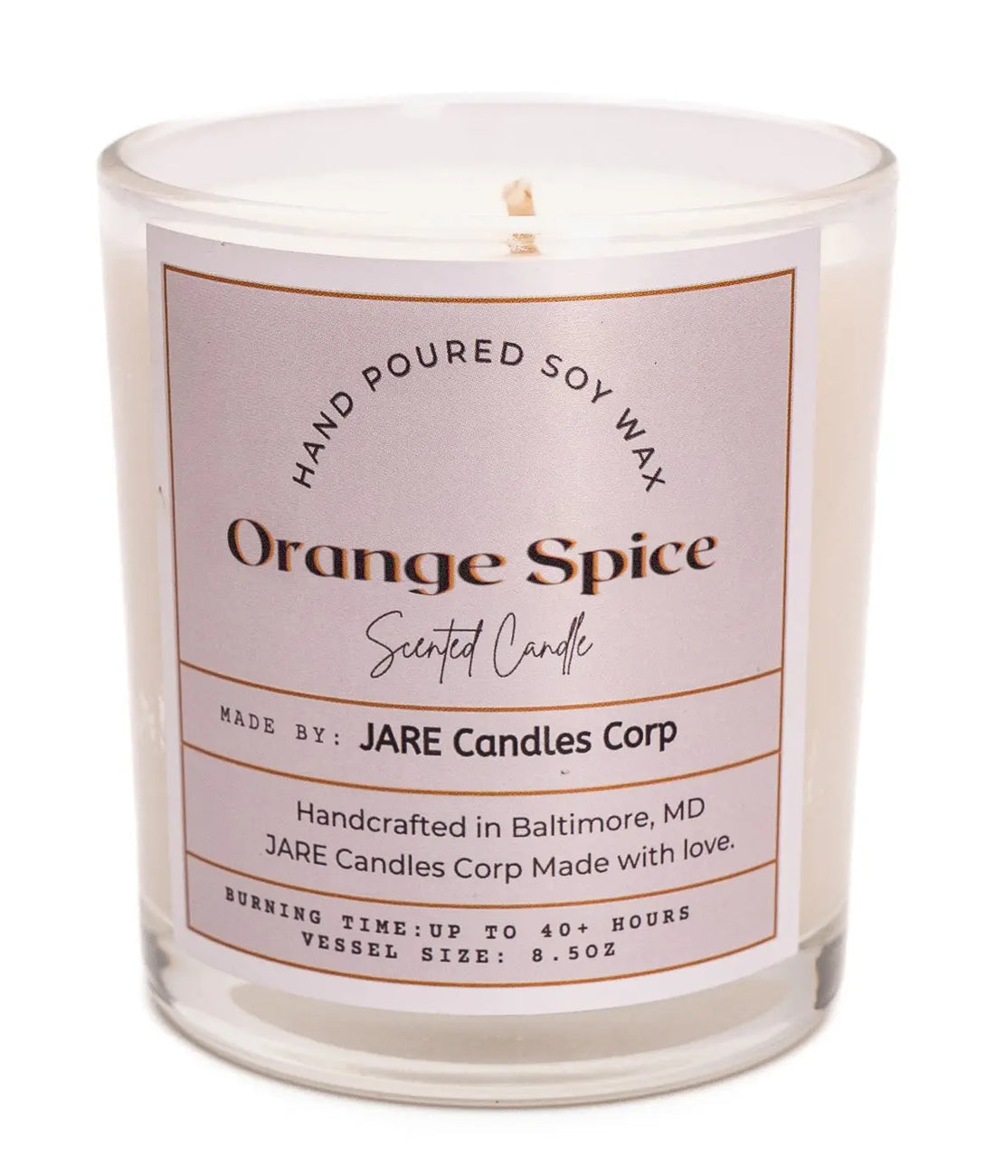 Orange Spice - Cinnamon Spiced, Clove - Soy Wax Scented Candle - JARE CANDLES
