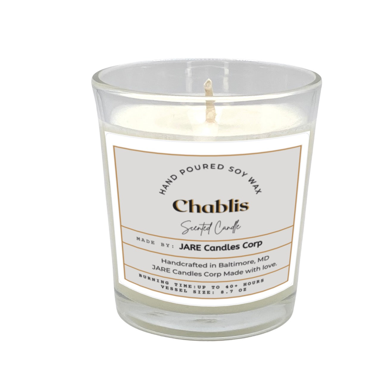 Chablis White Wine Grapes, Green Apples - Soy Wax Scented Candle