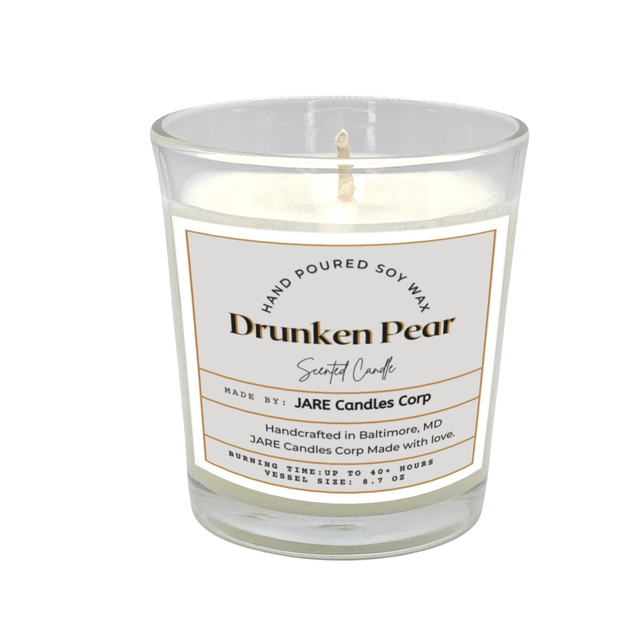 Drunken Pear Rich Brandy, Cinnamon Stick - Soy Wax Scented Candle