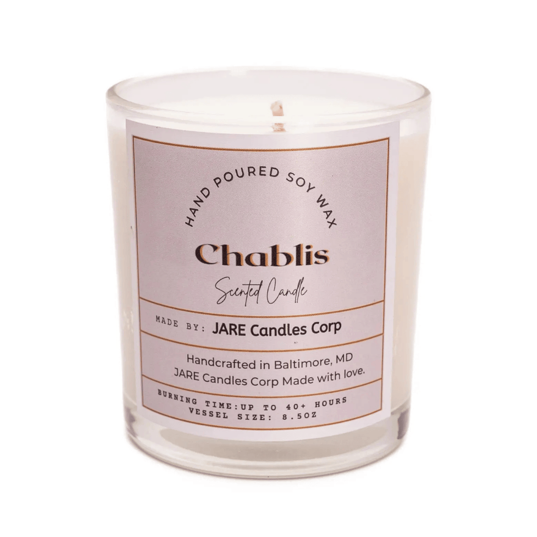 Chablis - White Wine Grapes, Green Apples - Soy Wax Scented Candle