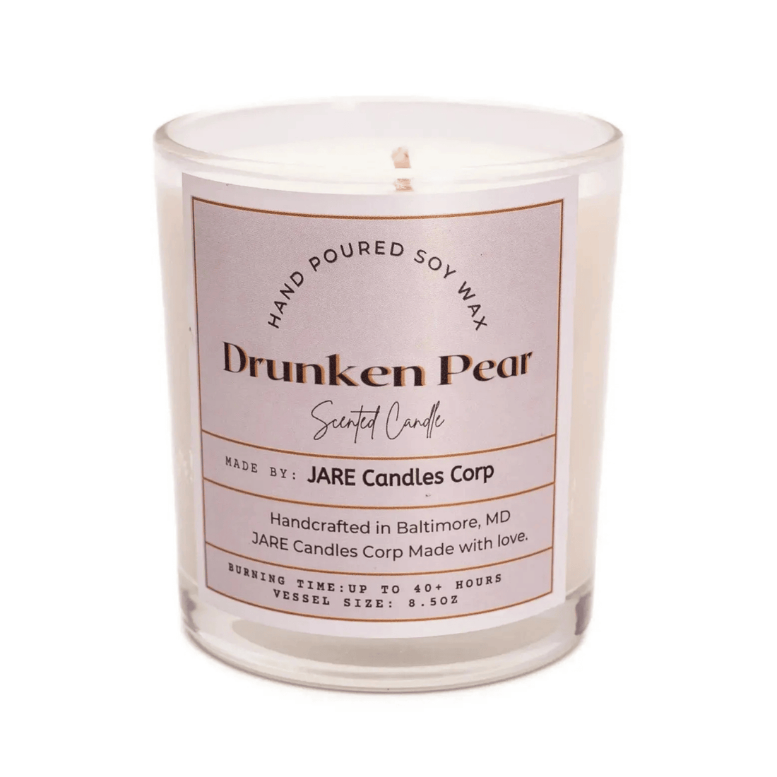 Drunken Pear Rich Brandy, Cinnamon Stick - Soy Wax Scented Candle