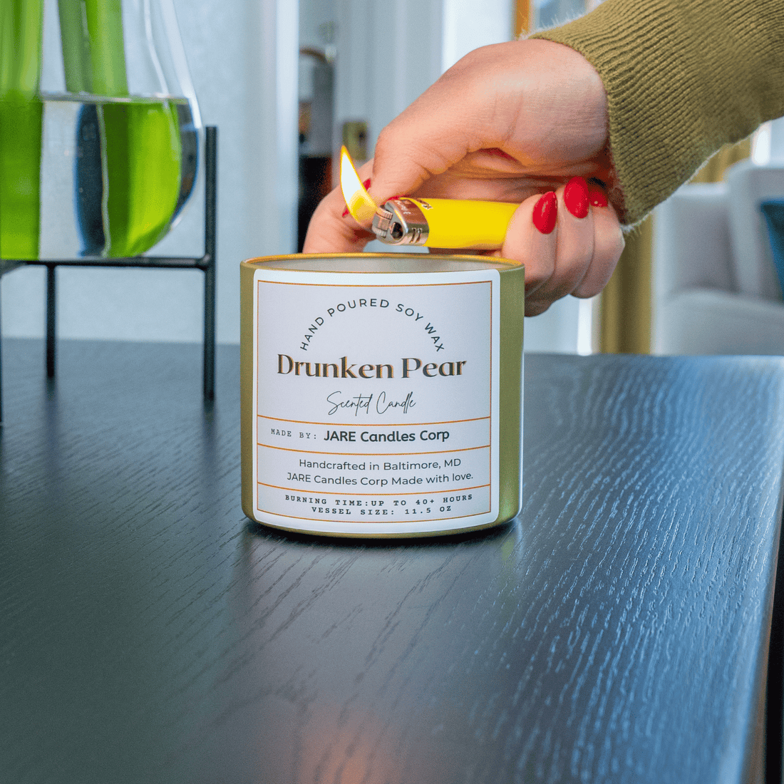 Drunken Pear Rich Brandy, Cinnamon Stick - Soy Wax Scented Candle