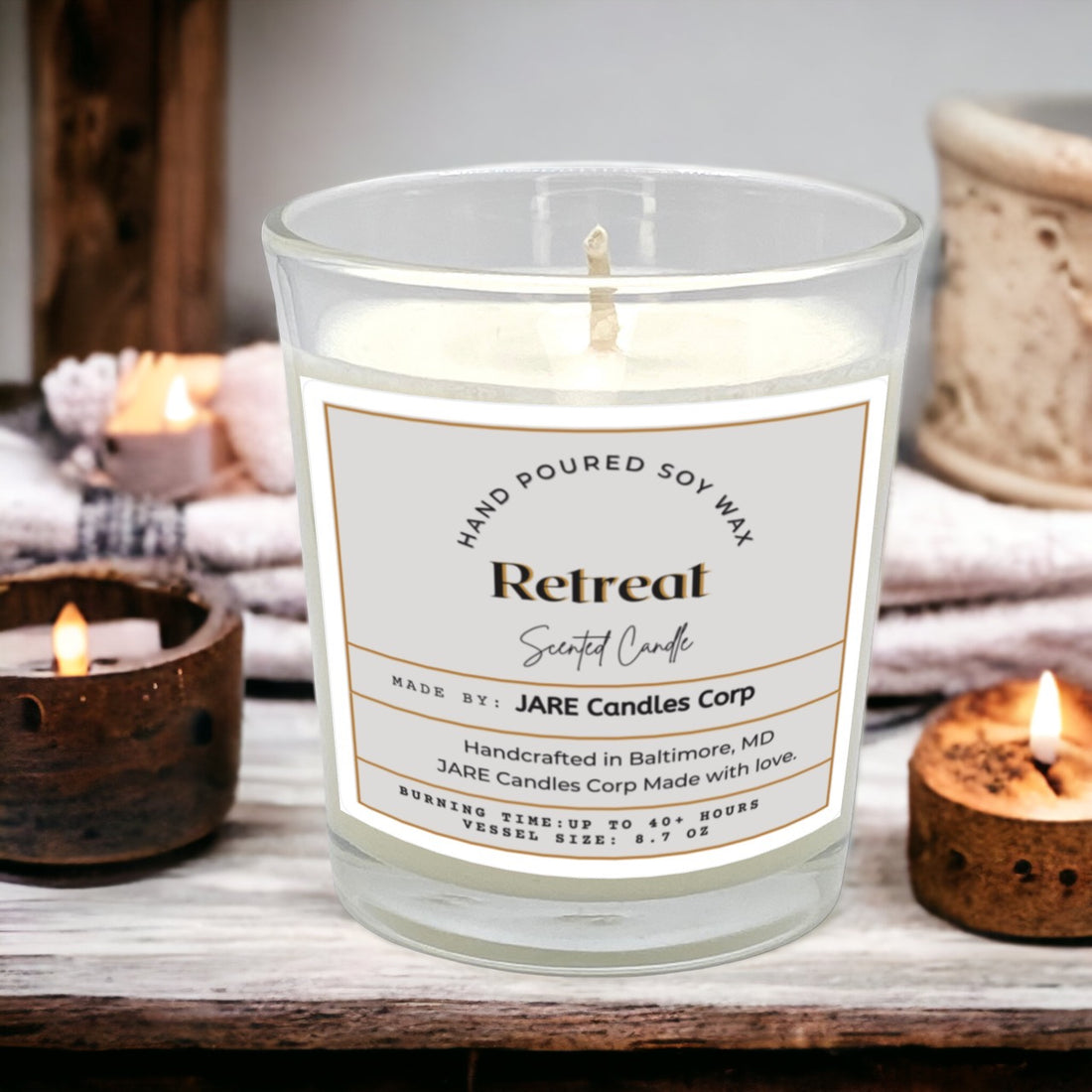 Retreat - Lemongrass, Patchouli, & Lime - Soy Wax Scented Candle