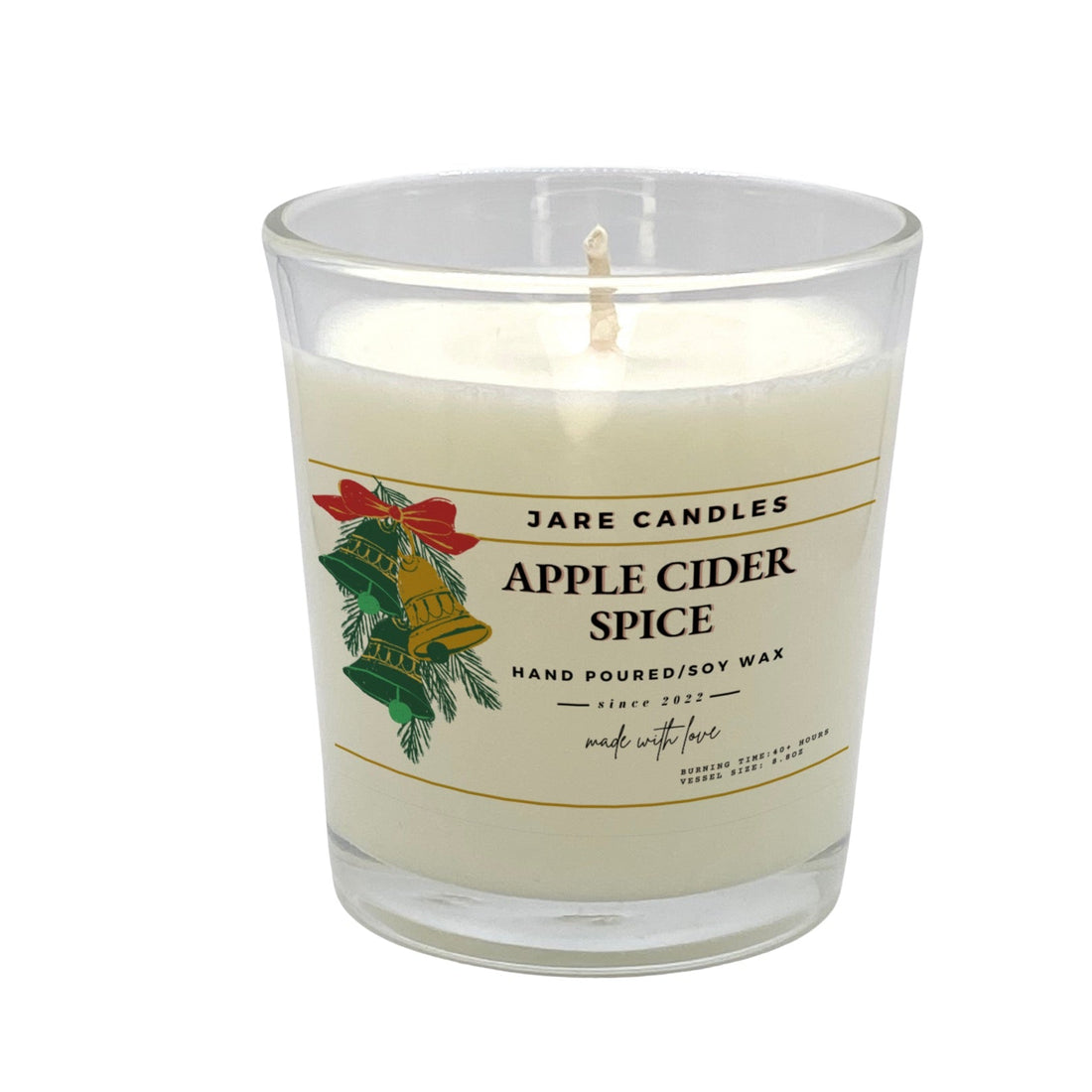 Apple Cider Spice - Cinnamon, Clove, Nutmeg - Soy Wax Scented Holiday Candle - JARE CANDLES