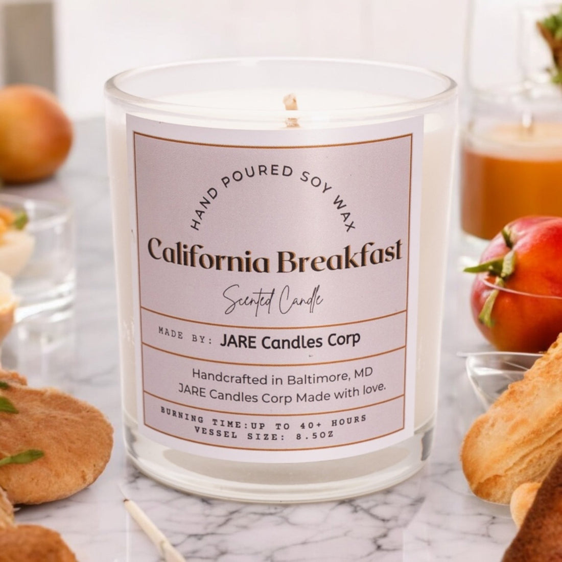 California Breakfast Juicy Orange, Sweet Pineapple - Soy Wax Scented Candle - JARE CANDLES