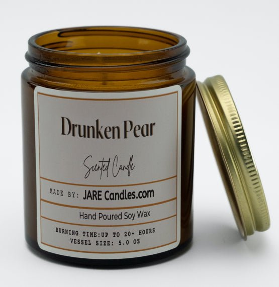Drunken Pear Rich Brandy, Cinnamon Stick - Soy Wax Scented Candle - JARE CANDLES