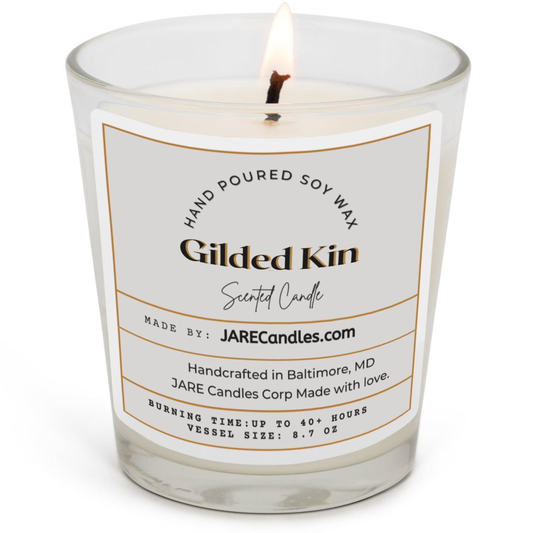 Gilded Kin - Sweet Caramel, Warm Pumpkin, Spiced Cream - Soy Wax Scented Candle - JARE CANDLES