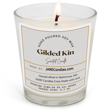 Gilded Kin - Sweet Caramel, Warm Pumpkin, Spiced Cream - Soy Wax Scented Candle - JARE CANDLES