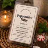 Peppermint Patty scented wax melts clamshell with coffee, fresh mint and peppermint candy