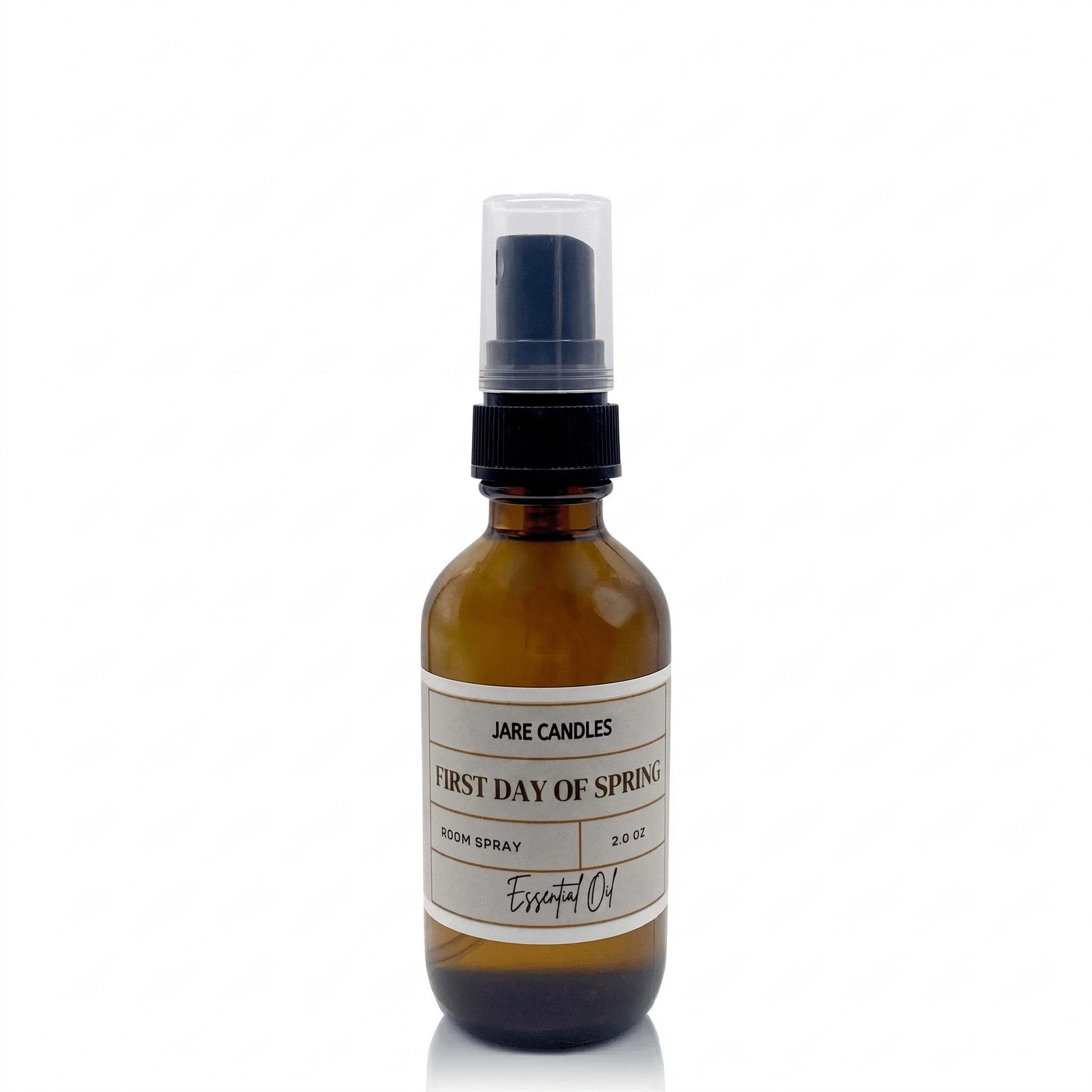 First Day of Spring rose room and linen spray in a 2 oz amber glass bottle by JARE Candles