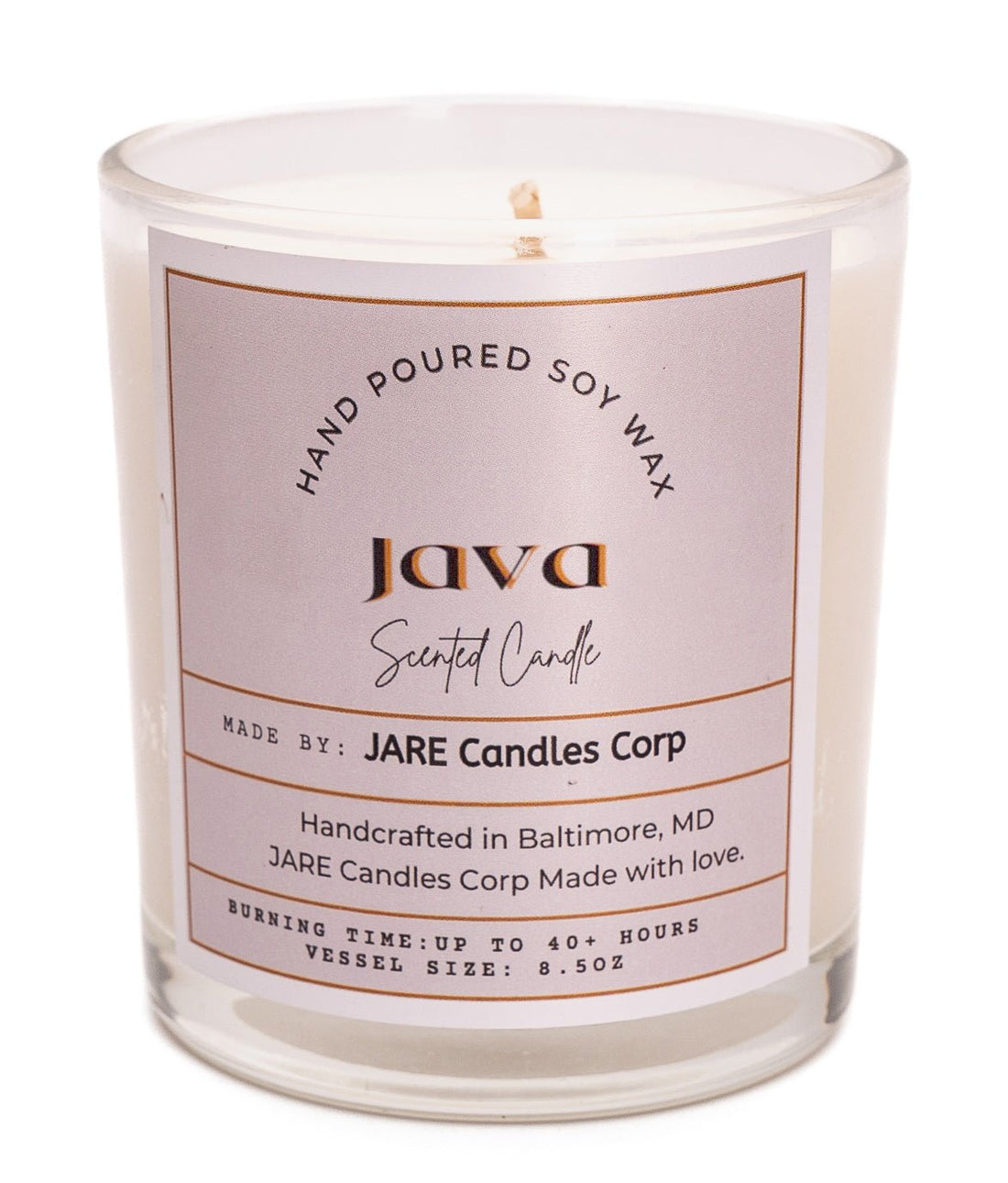 JAVA Rich Chocolate, Toasted Almond - Soy Wax Scented Candle - JARE CANDLES