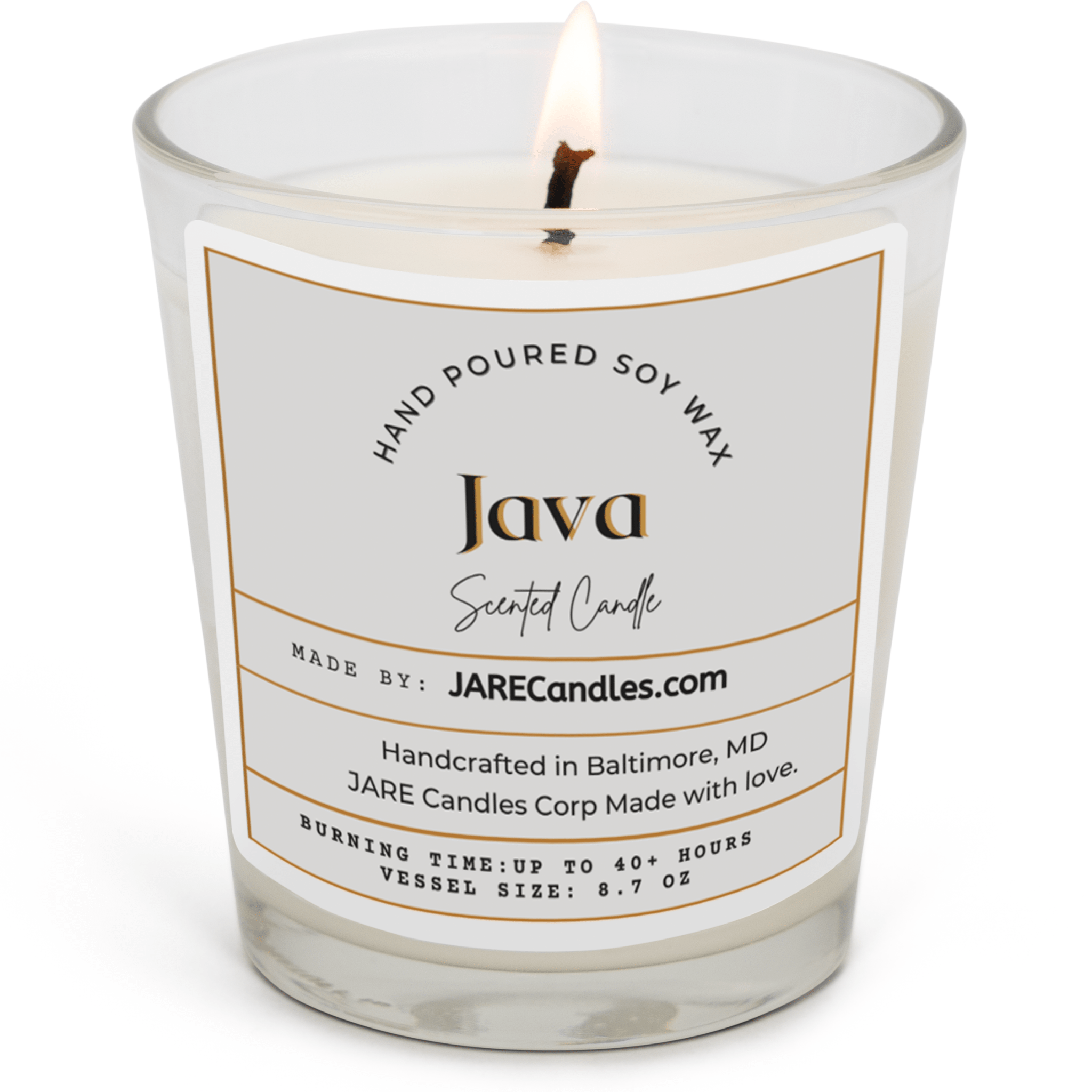 JAVA - Rich Chocolate, Toasted Almond - Soy Wax Scented Candle - JARE CANDLES