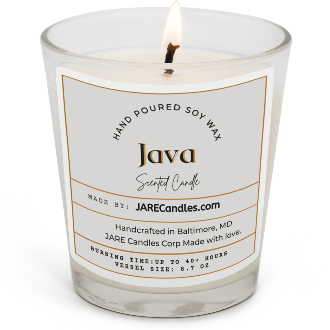 JAVA - Rich Chocolate, Toasted Almond - Soy Wax Scented Candle - JARE CANDLES