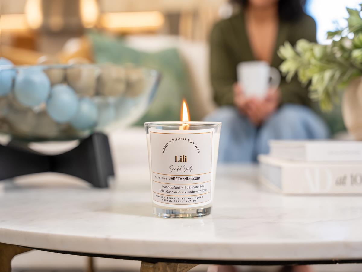 Lili - Lush Gardenia, Tuberose - Soy Wax Scented Candle - JARE CANDLES