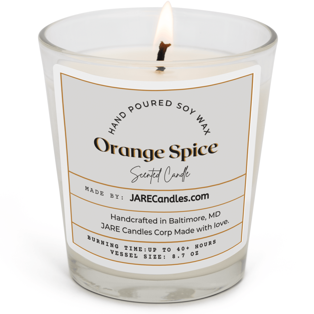 Orange Spice - Cinnamon Spiced, Clove - Soy Wax Scented Candle - JARE CANDLES