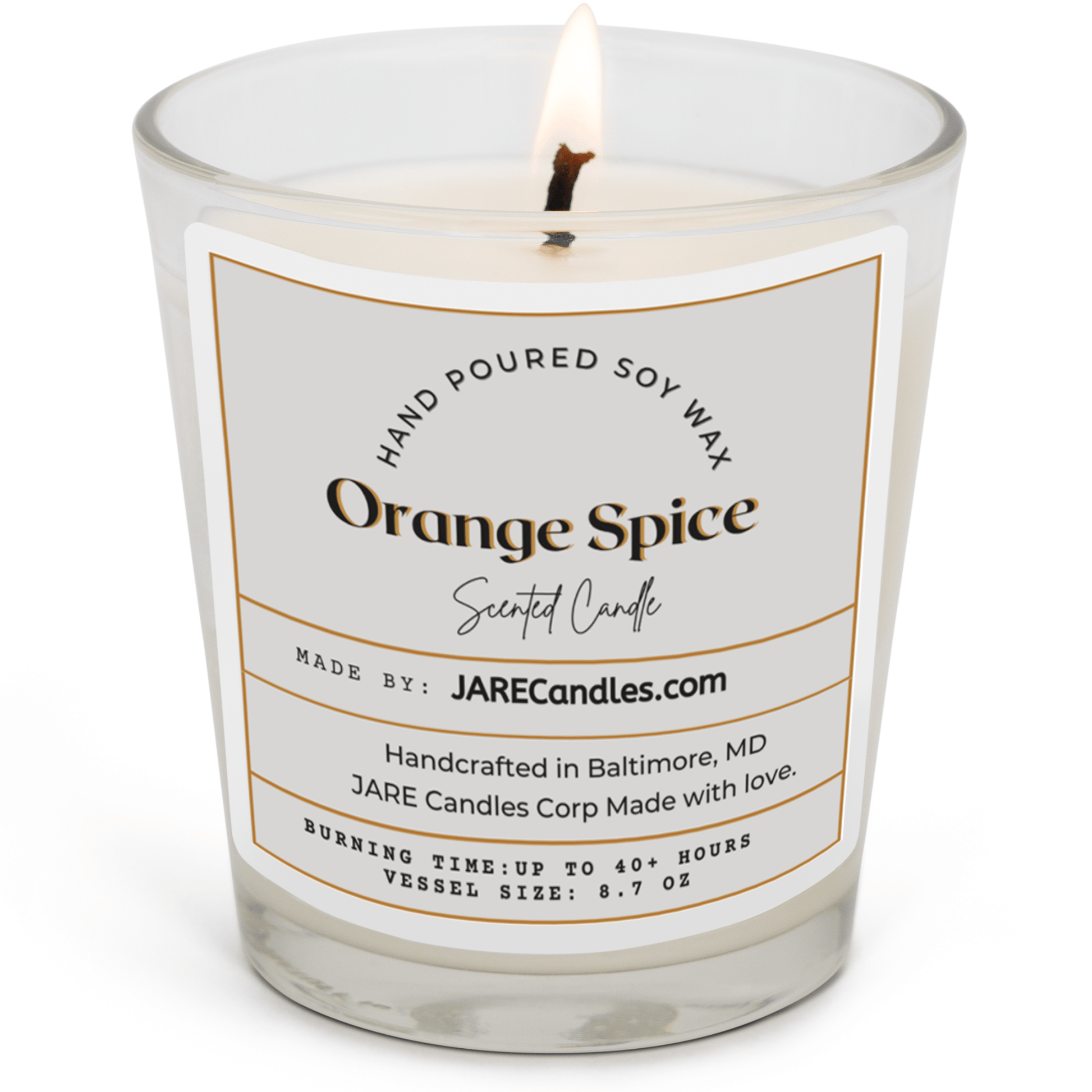 Orange Spice - Cinnamon Spiced, Clove - Soy Wax Scented Candle - JARE CANDLES