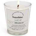 JARE Candles Sunshine soy wax candle with clean front label and visible flame